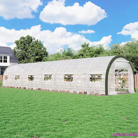 XMSJ Walk-In Tunnel Greenhouse With Watering System Upgraded Galvanized Frame