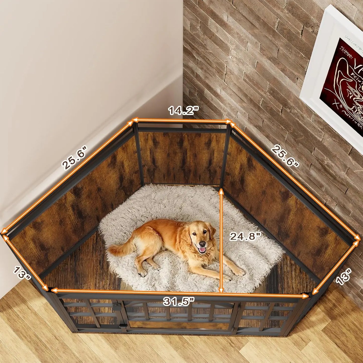 Corner Dog Crate Furniture End Table Modern Wood Look
