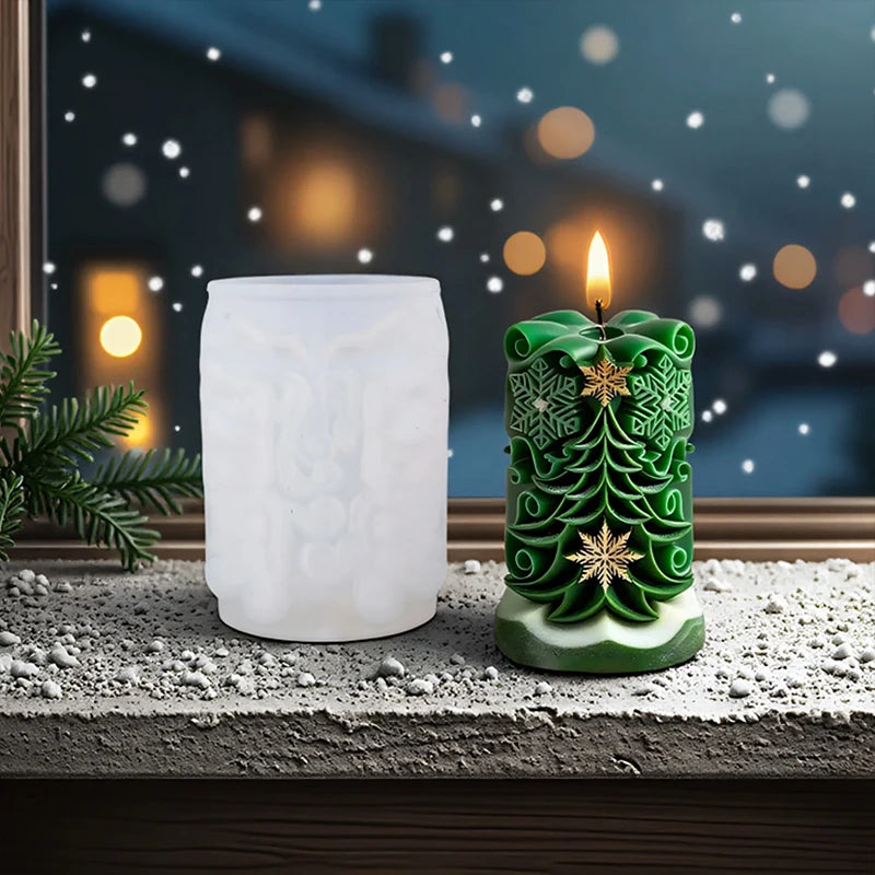 Choice Silicone Christmas Candle Mold Durable Cylindrical Design