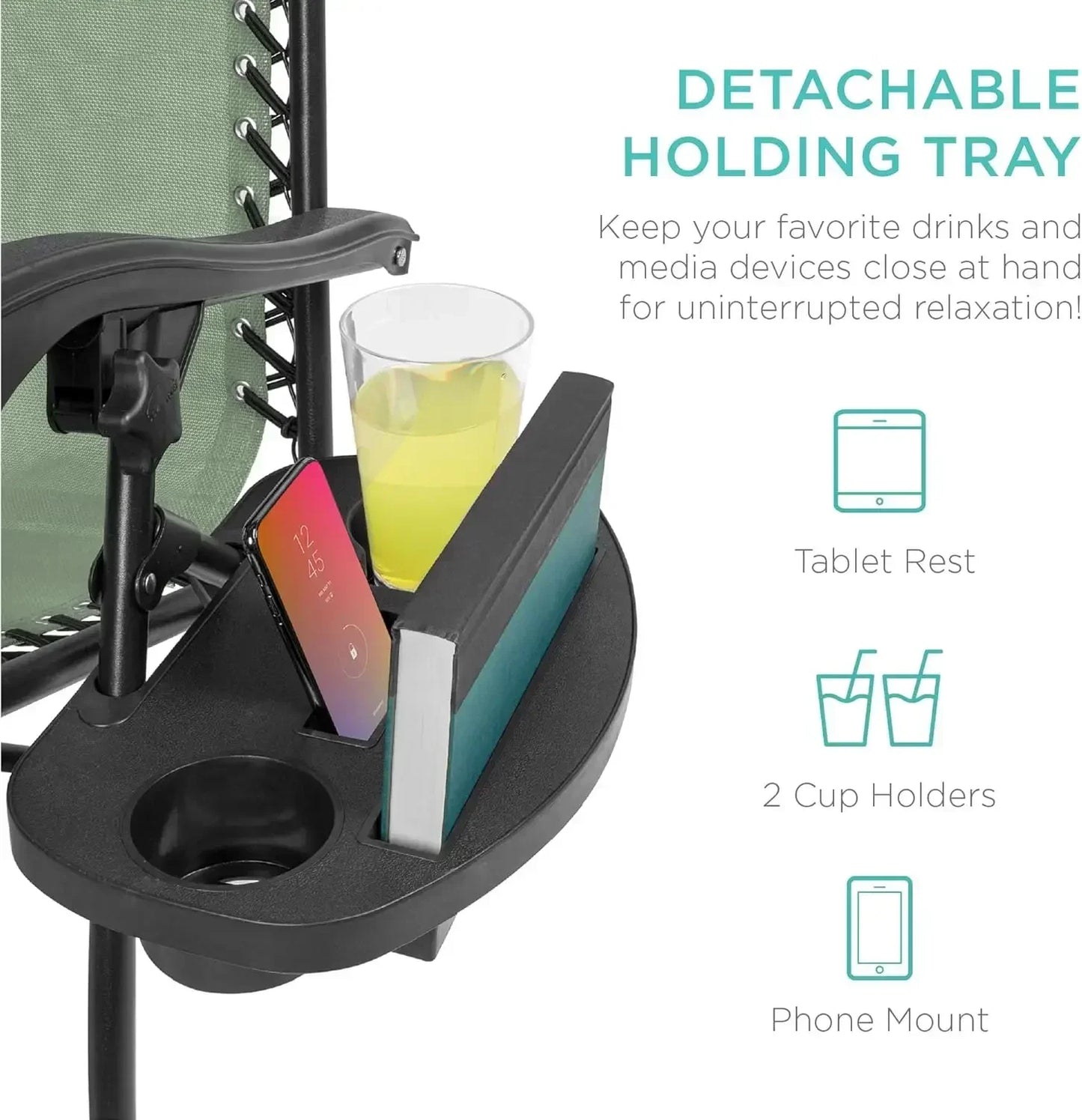 XMSJ Zero Gravity Lounge Chairs Set With Pillows Cup Holders