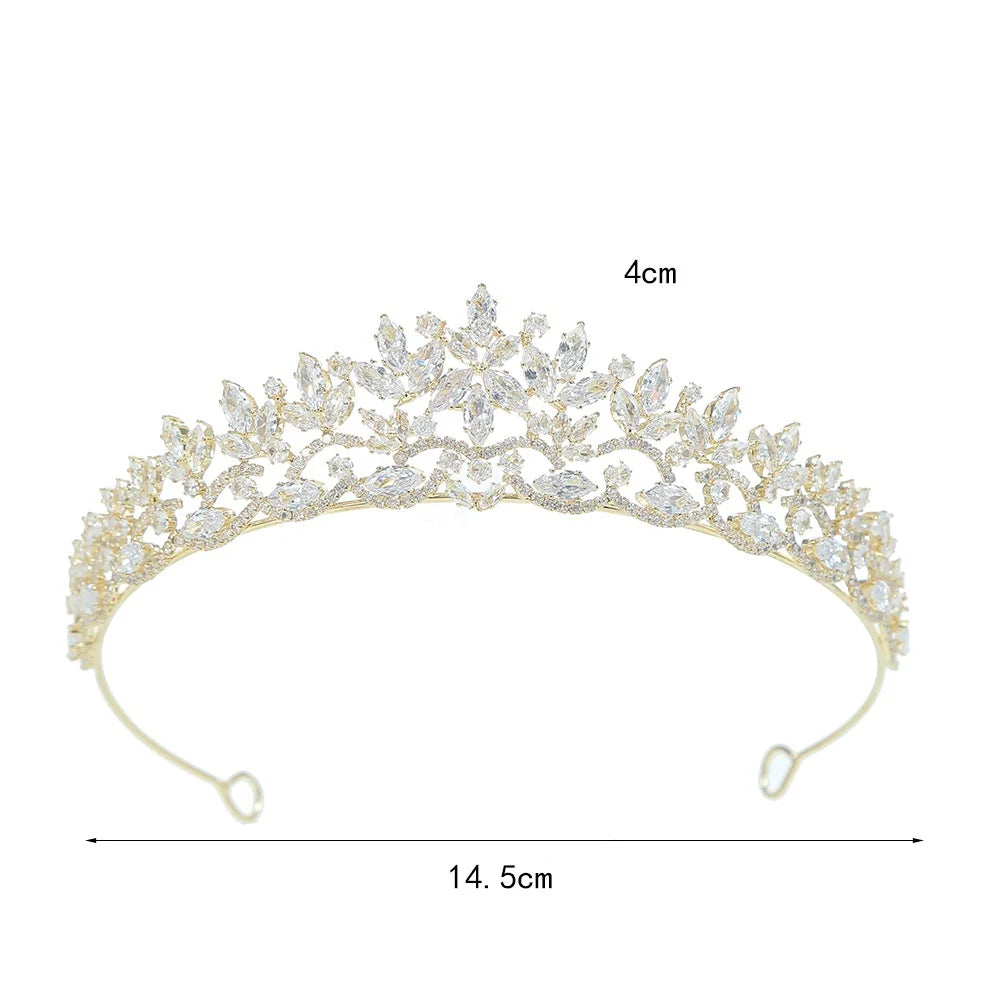 Urbanlife Princess Bridal Tiara With Cubic Zirconia Crown