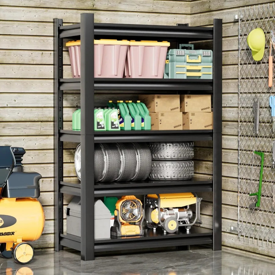 Heavy Duty Garage Shelving Unit Two Pack Five Tier Adjustable