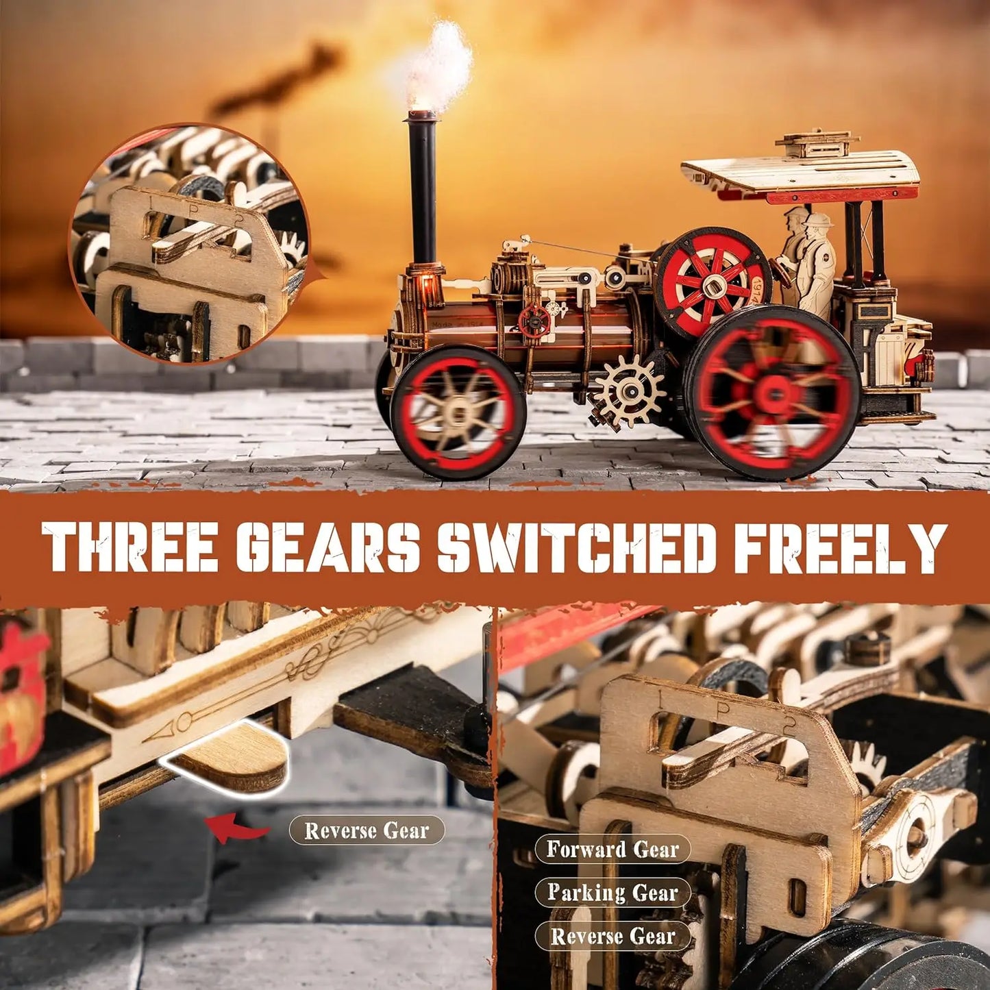 Robotime Rokr 1 28 Scale Wooden Steam Locomotive Car Model Kit Puzzle