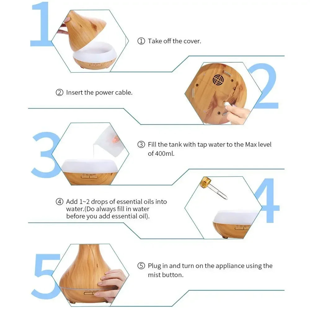 DELIXING Ultrasonic Essential Oil Diffuser Humidifier for Home Office