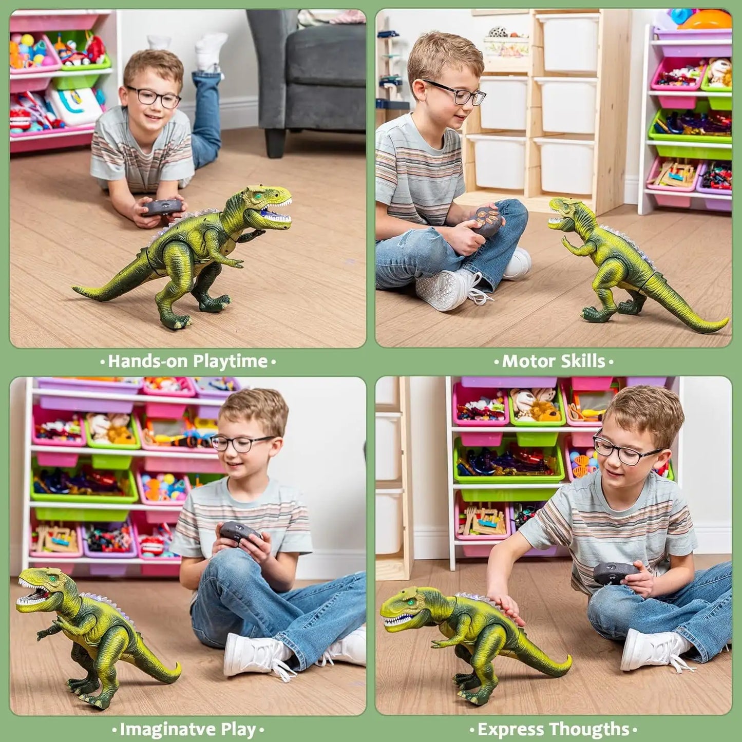 Joyfy Remote Control Walking T Rex Dinosaur Toy With Lights