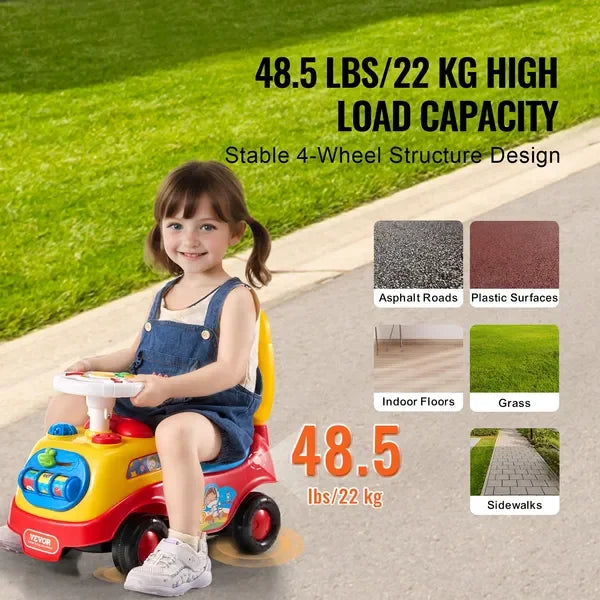 Ride On Push Car For Toddlers 1 To 3 With Music Steering Wheel