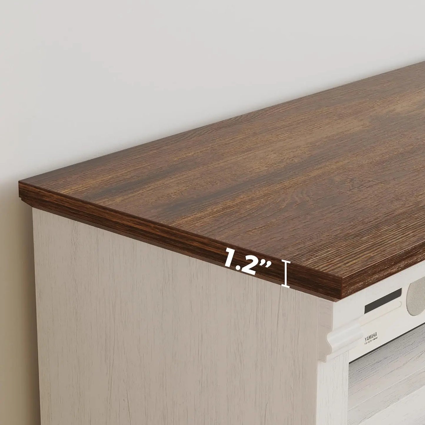 Farmhouse TV Stand With Sliding Barn Door And Storage Cabinets