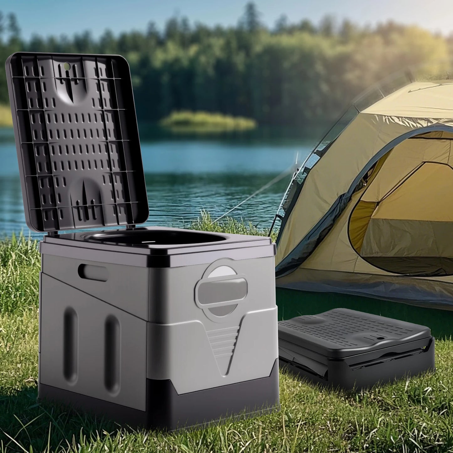 Electric UltraPortable Camping Toilet For Adults With UltraDurable PaperHolderPro
