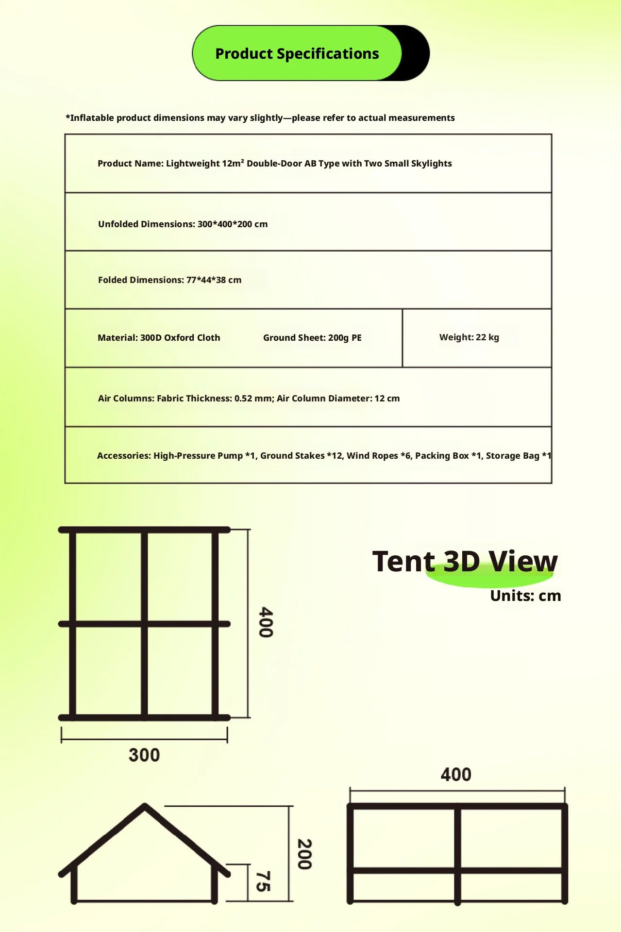 AnbelStyle Outdoor Inflatable Tent Fully Automatic Rainproof Shelter