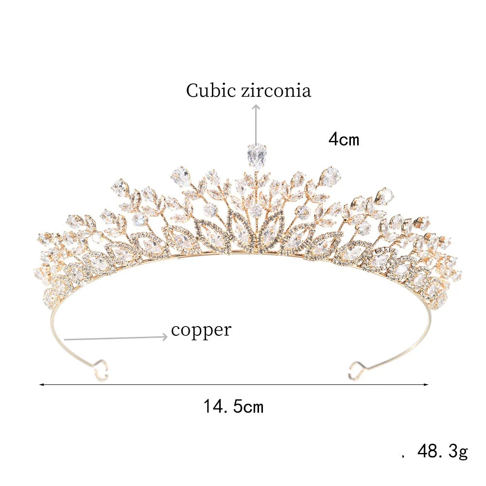 Urbanlife Princess Bridal Tiara With Cubic Zirconia Crown