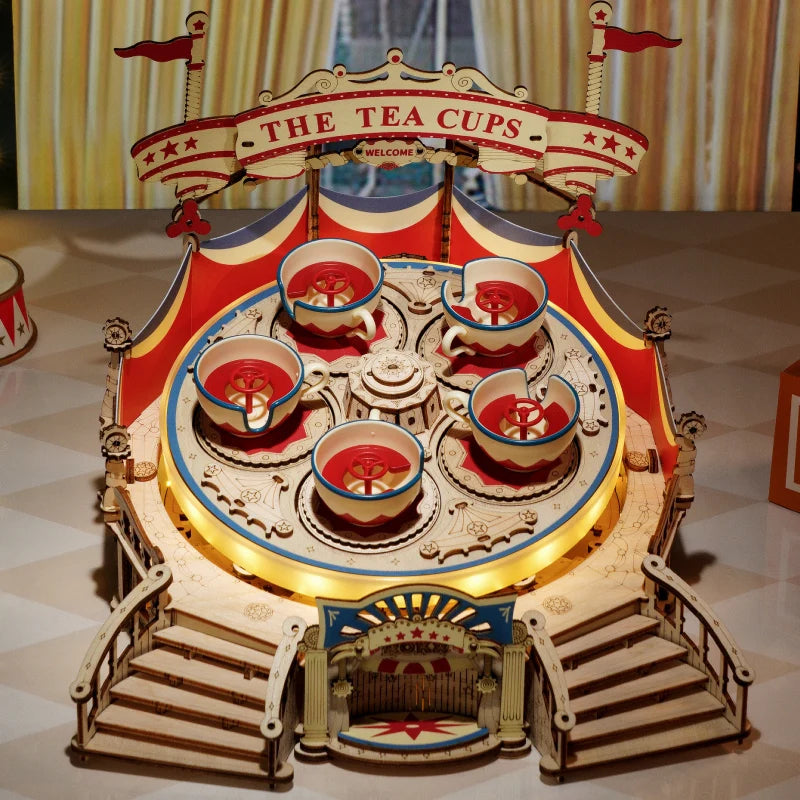 Robotime Rokr Tilt A Whirl Tea Cup Amusement Park Puzzle
