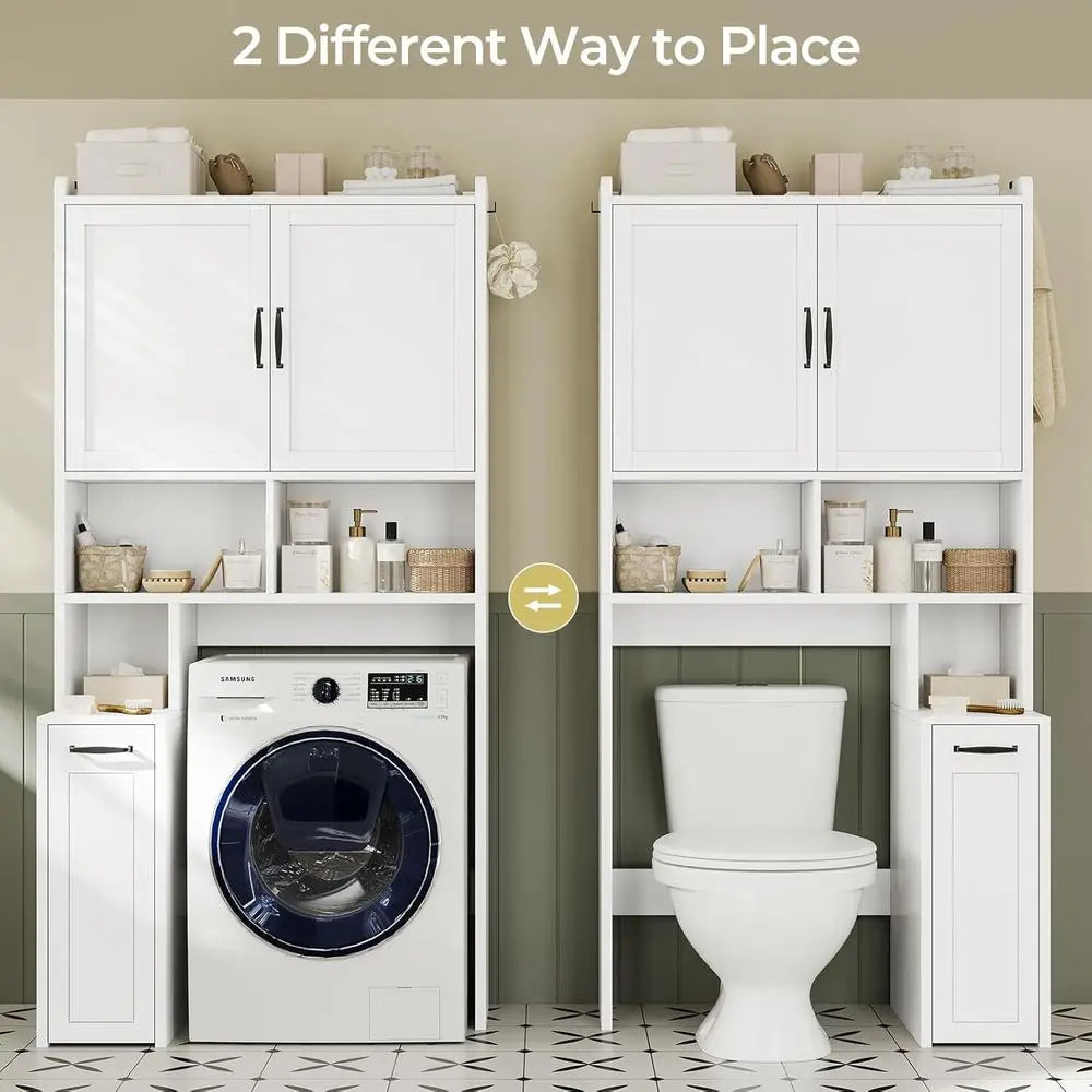 Over The Toilet Storage Cabinet With Pulley Open Shelf And Adjustable