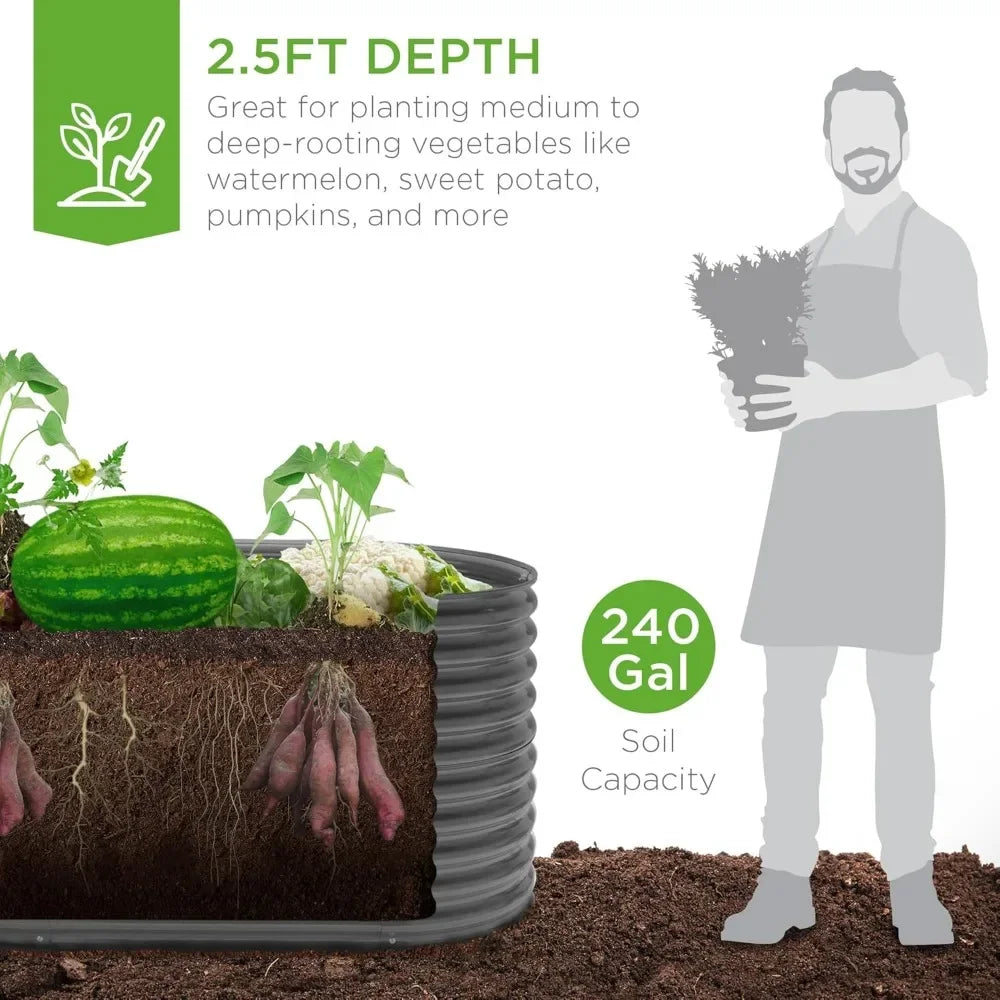 JIAOYING Oval Raised Garden Bed Customizable Outdoor Planter