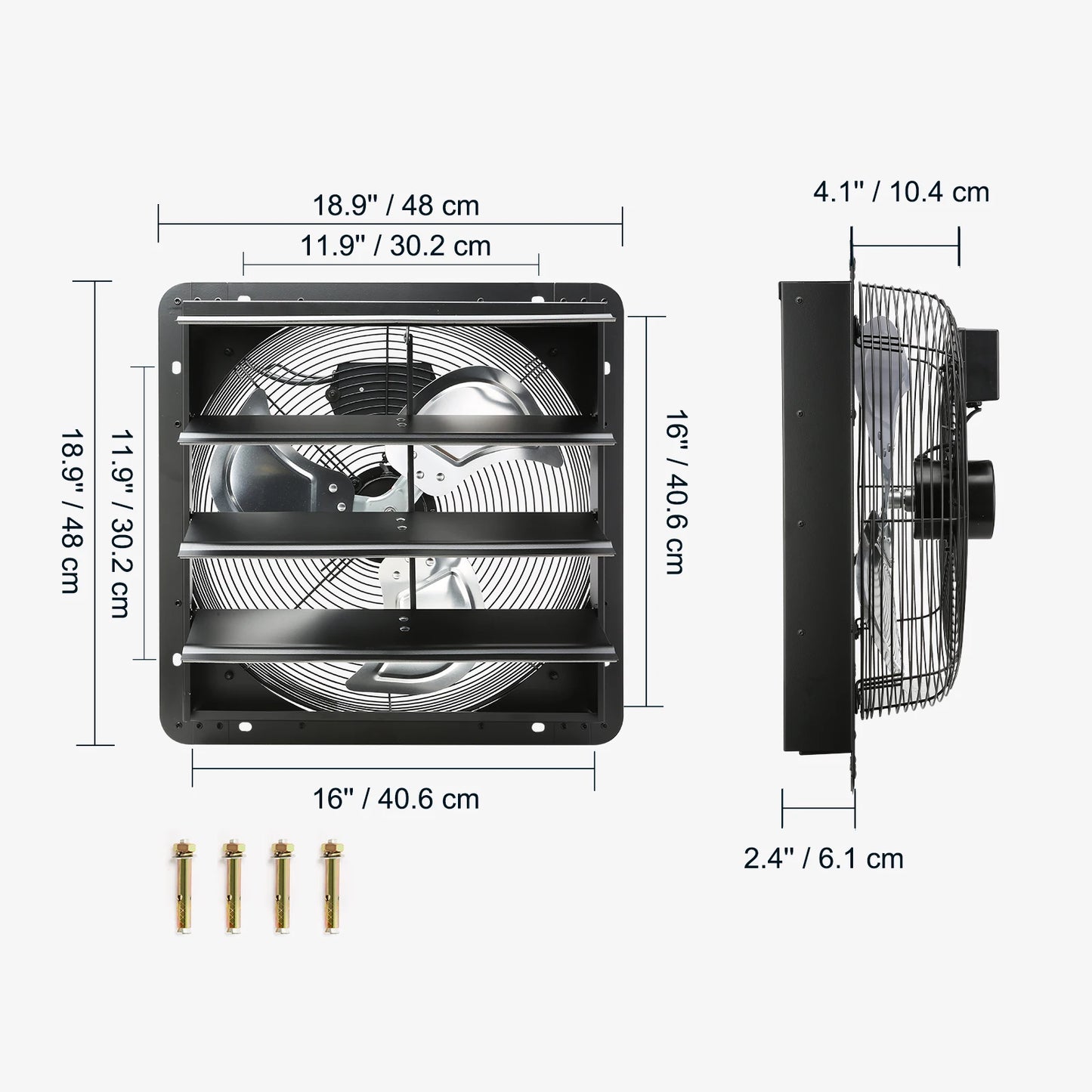 SucceBuy Shutter Exhaust Fan AC/ EC-motor 10-Speed Adjustable Wall Mount Attic Ventilation and Cooling for Greenhouses Garages