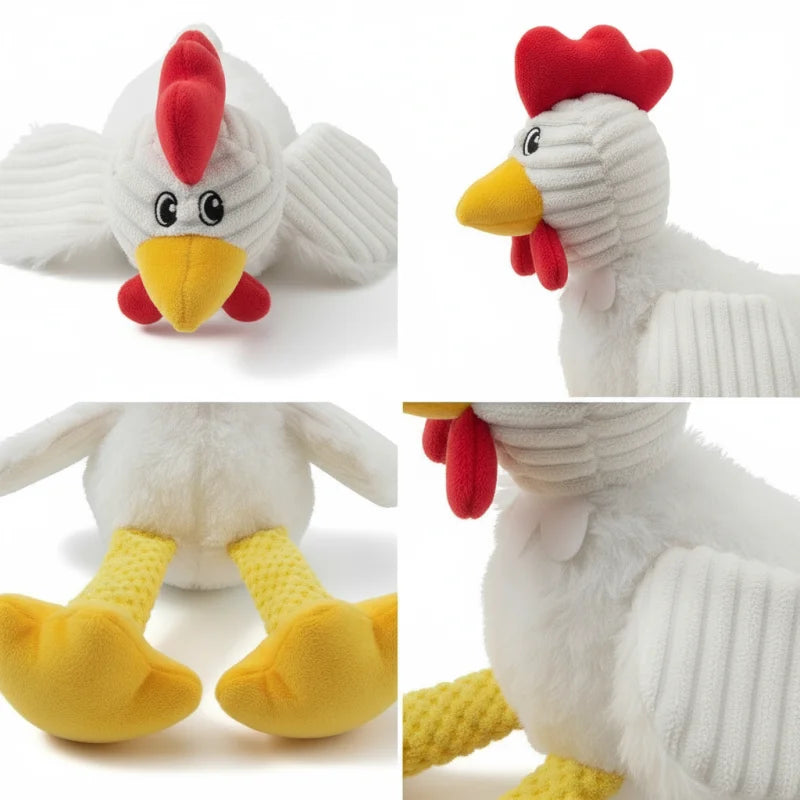 Chicken Dog Toys Rooster Squeak Plush Indestructible Dog Toy