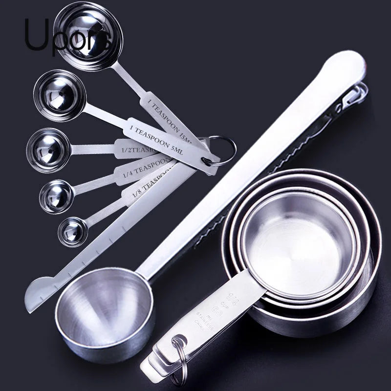 Upors Stainless Steel Measuring Cups And Spoons Stackable Set