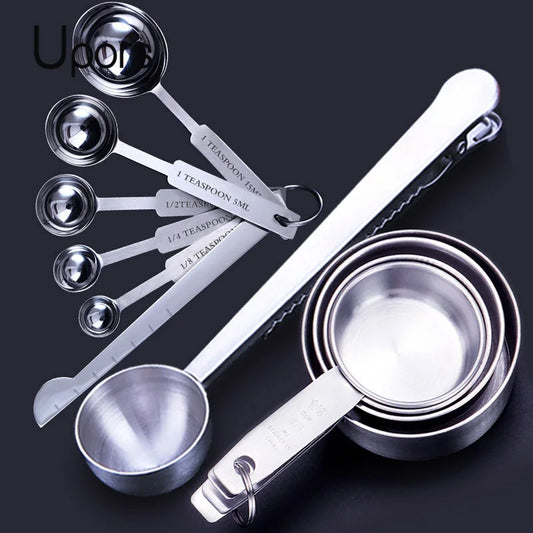 Upors Stainless Steel Measuring Cups And Spoons Stackable Set