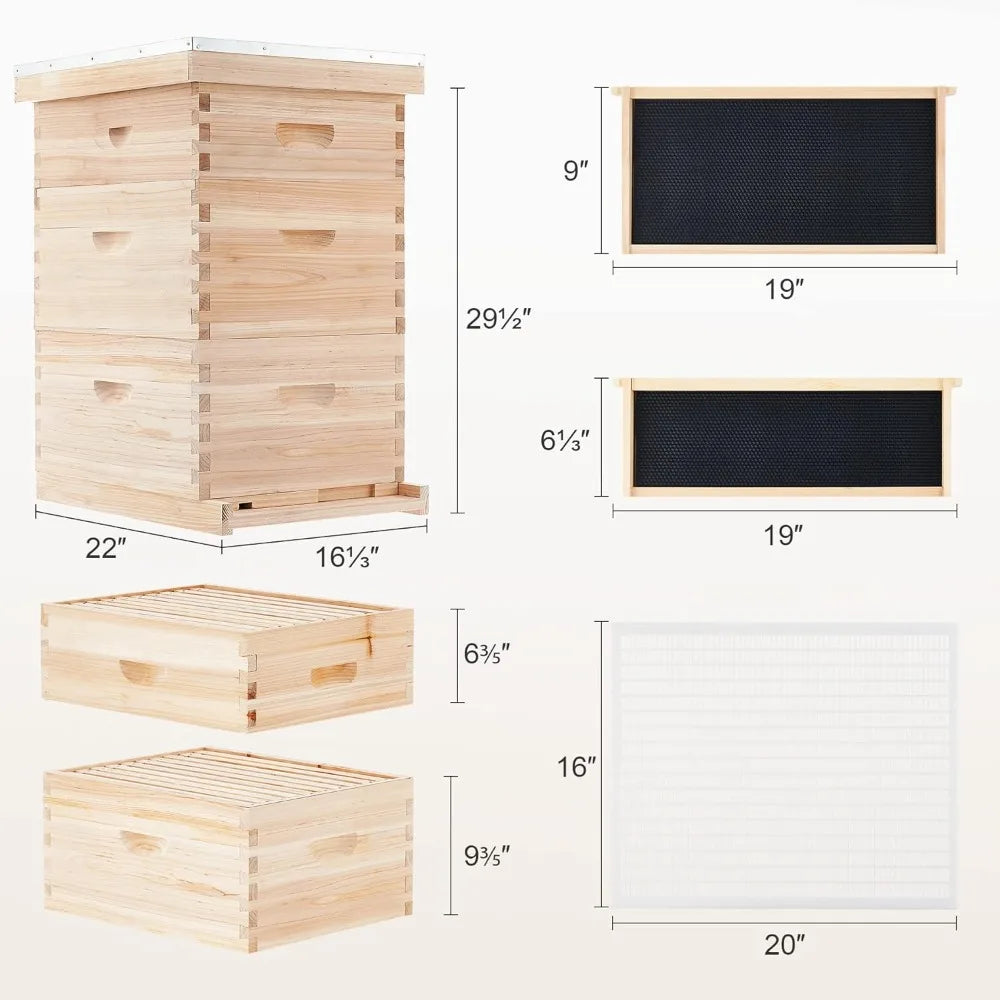 Langstroth Beehive 3 Layer With 10 Medium 20 Deep Frames