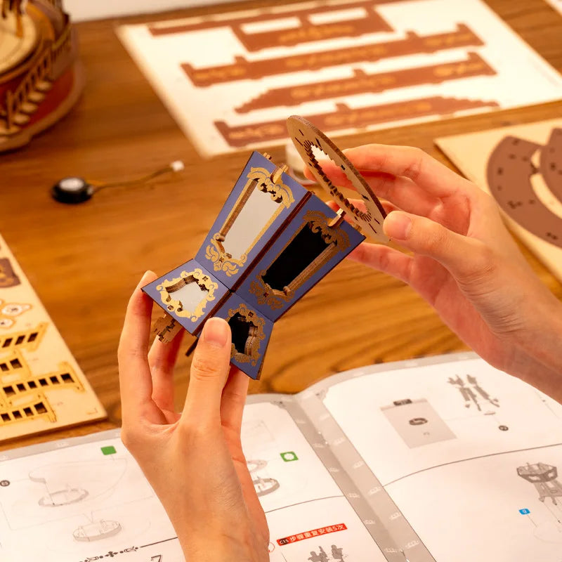 Robotime 3D Carousel Music Box Puzzle With LED Lights