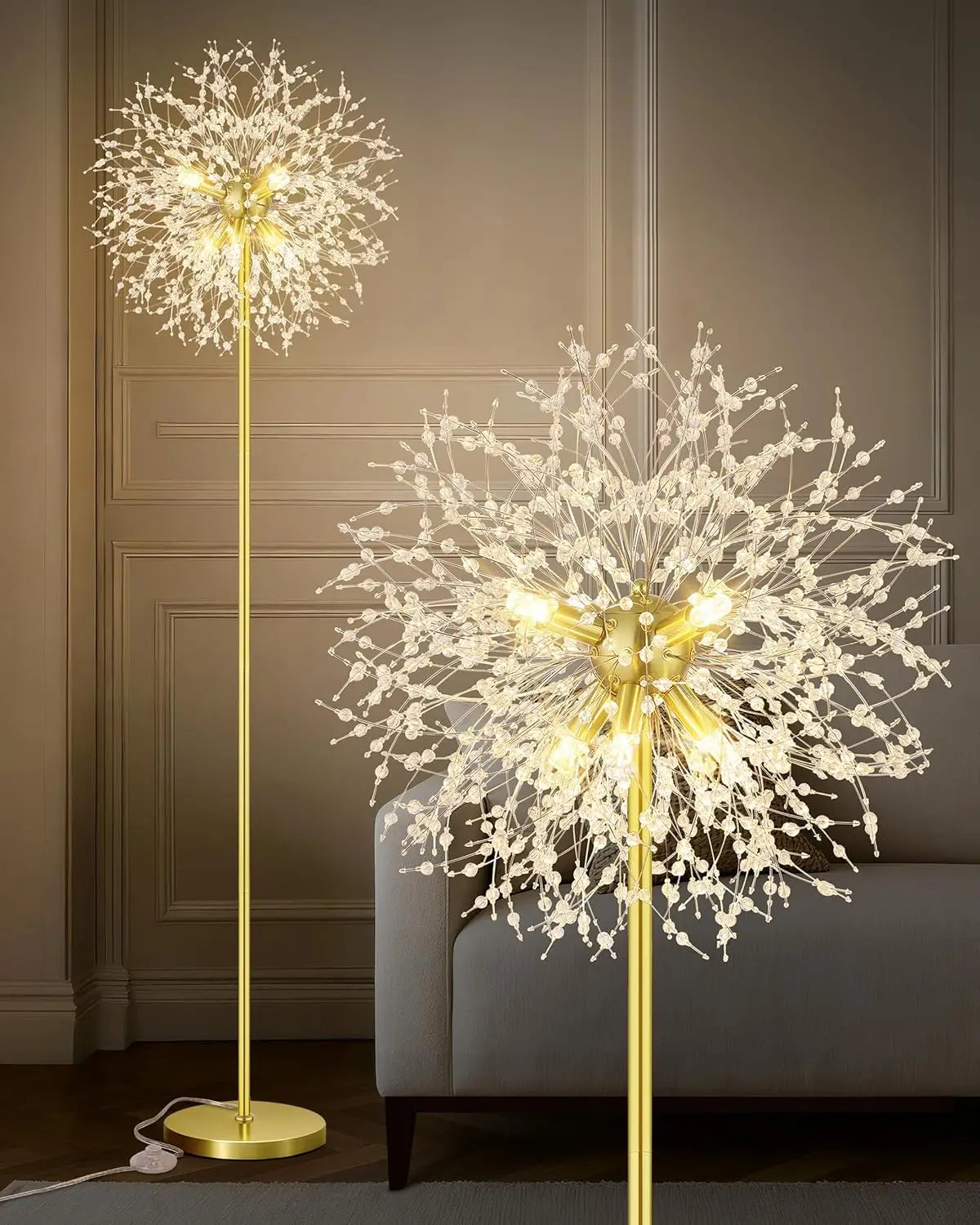 XMSJ Mid Century Crystal Floor Lamp With Foot Switch