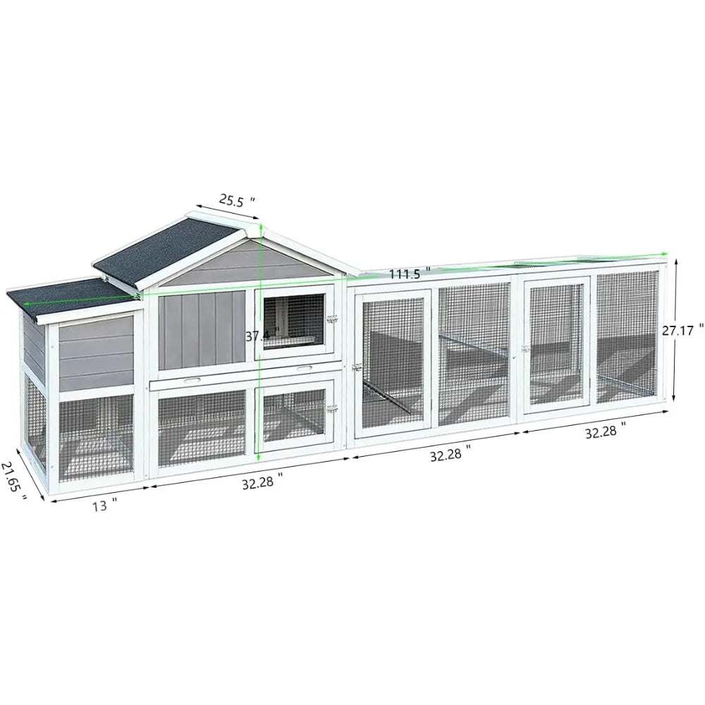 Farm Animals Wooden Chicken Coop With Run Weatherproof Nest Box