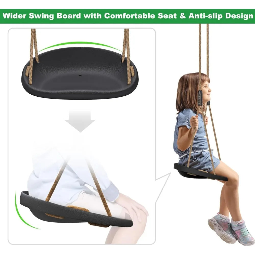 2 Pack Heavy Duty Swing Set With Adjustable Rope For Backyard Playground 500 Pound Capacity Black