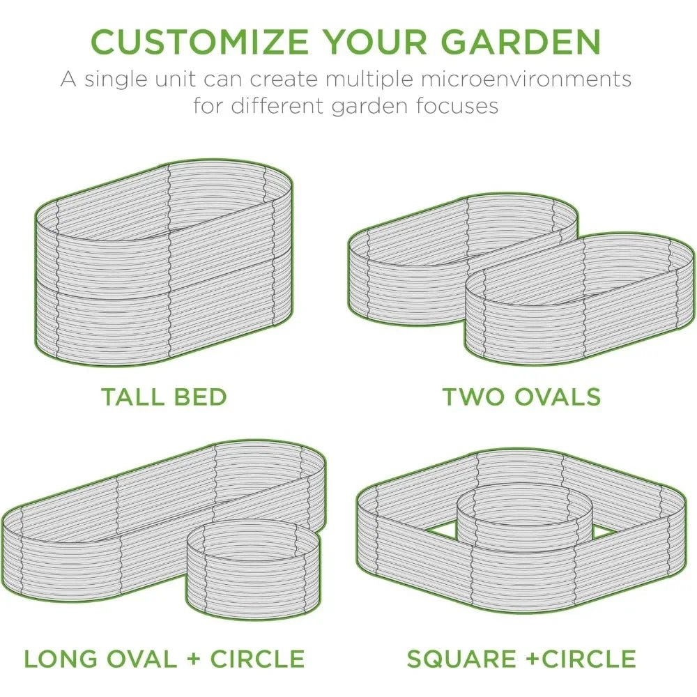 JIAOYING Oval Raised Garden Bed Customizable Outdoor Planter