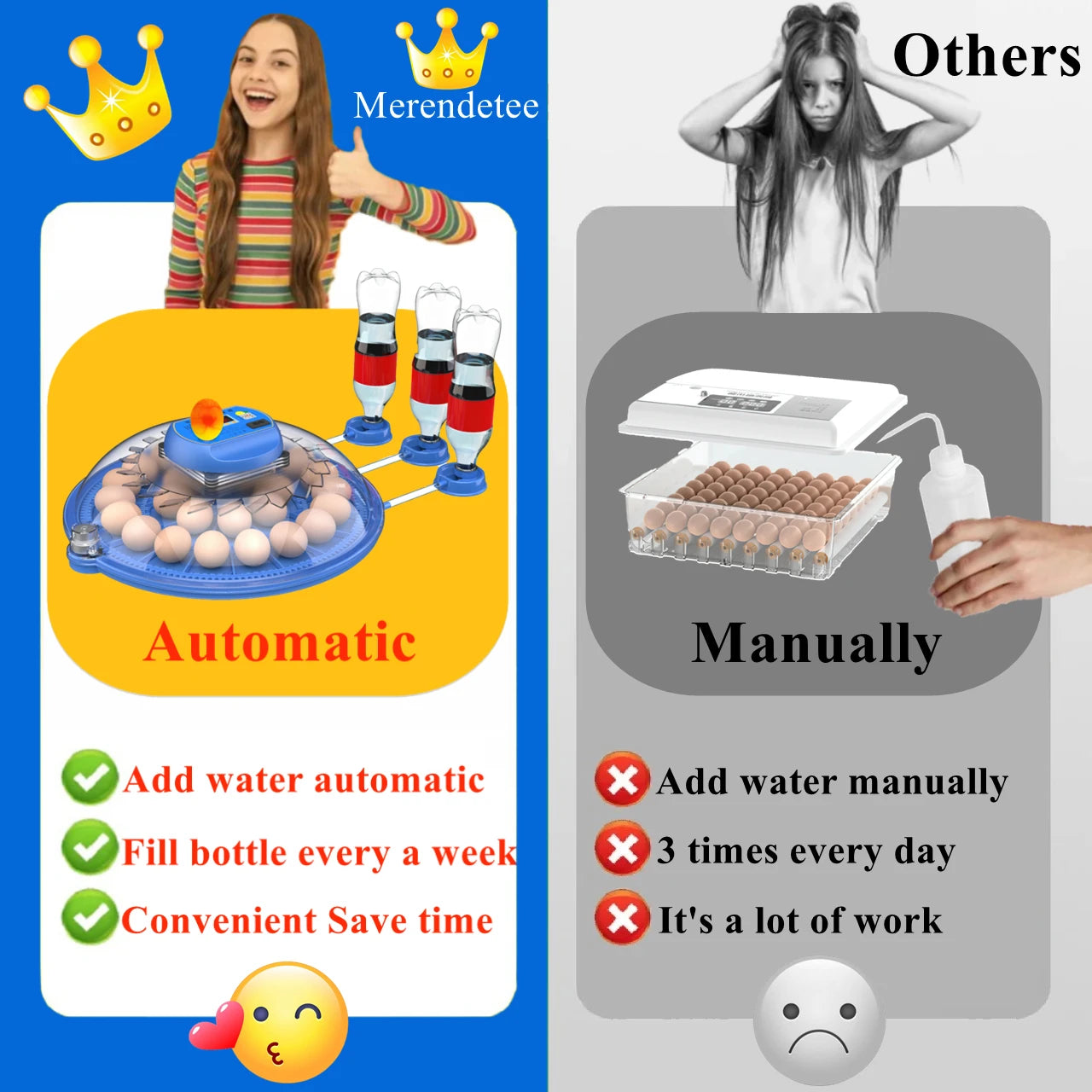 Farm Animals 26-52 Eggs Automatic Incubator With Watering 360 View