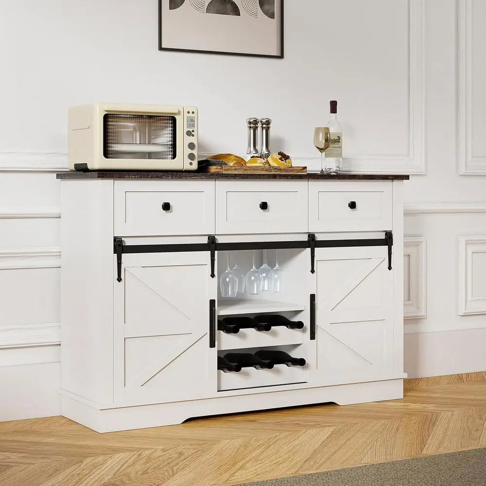 Wine Bar Cabinet With Sliding Doors And Glass Rack