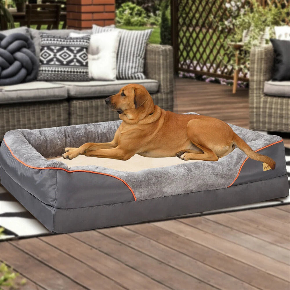 Orthopedic High Density Memory Foam Dog Bed With Removable Cover For Large Dogs Non Slip Waterproof Bottom