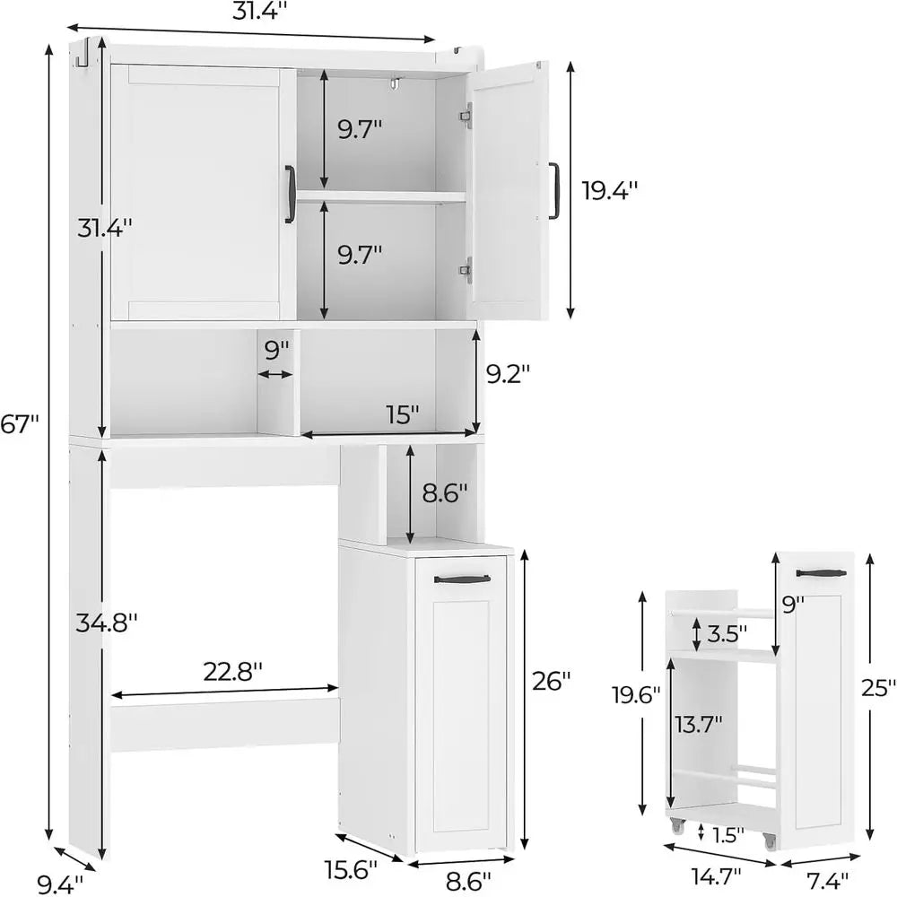 Over The Toilet Storage Cabinet With Pulley Open Shelf And Adjustable