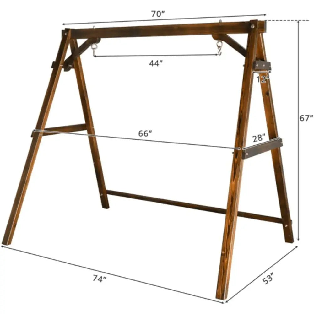 Freestanding Outdoor Wood Porch Swing With 770 Lb Capacity Stand