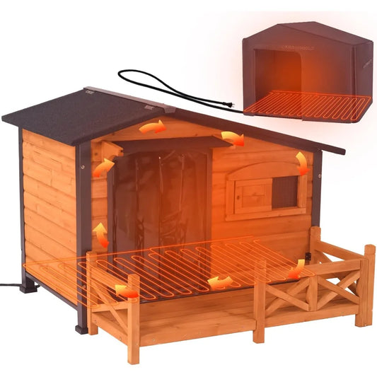 GUTINNEEN Outdoor Heated Dog House With Safe Heated Pad
