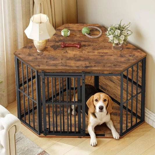 Corner Dog Crate Furniture With Barn Door Heavy Duty Kennel