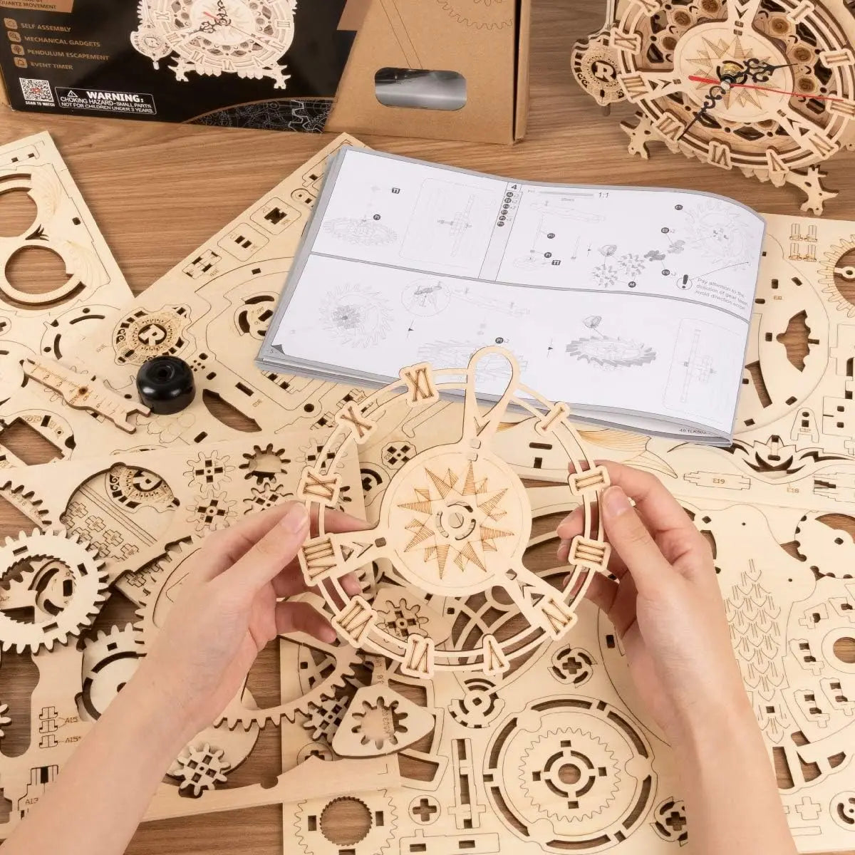 Robotime Rokr 3D Puzzle Owl Clock Model Kit for Adults