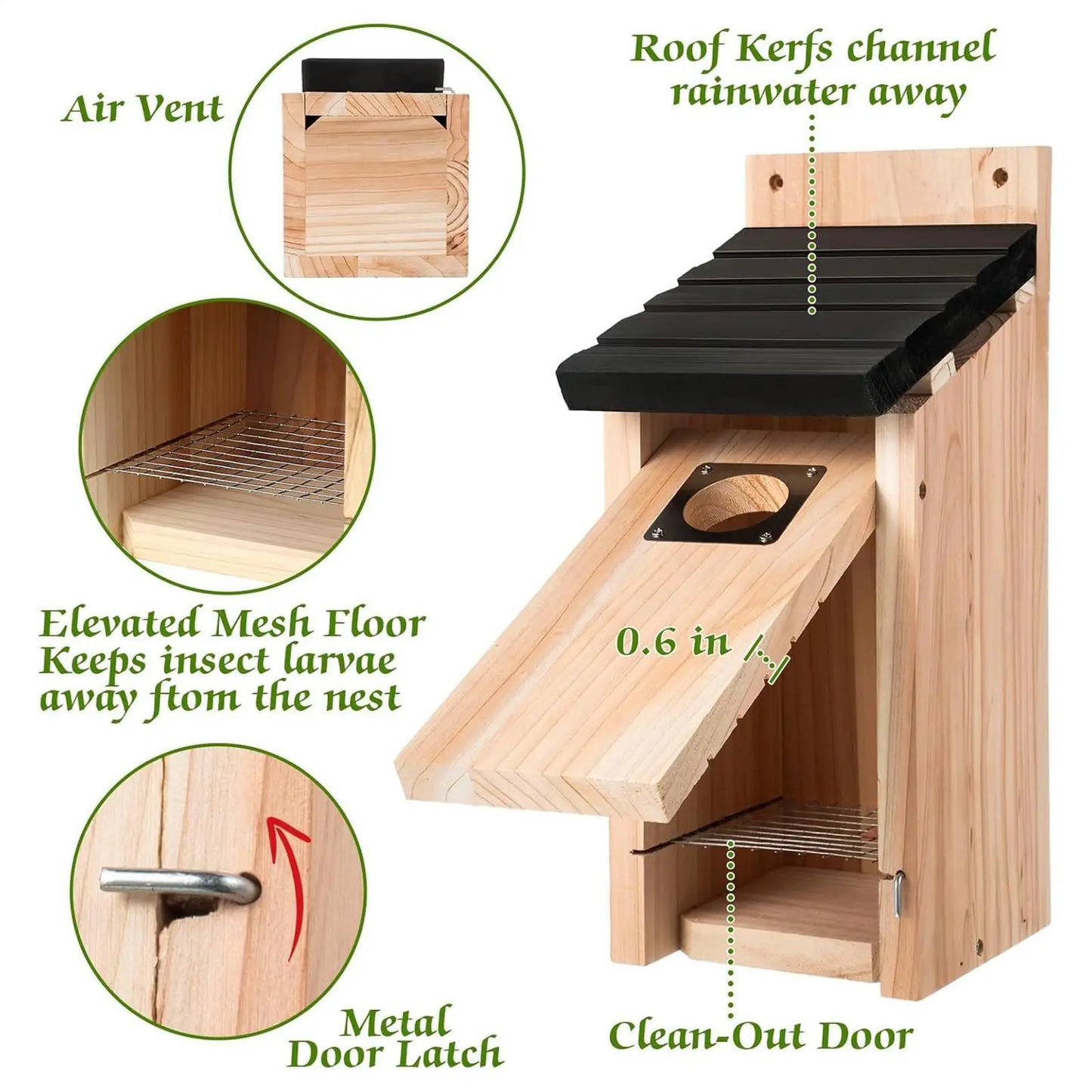 Bird Nest Hangable Hummingbird Nest House for Outside Wooden Waterproof Birdhouse Hut Decoration for Patio Lawn Tree Window