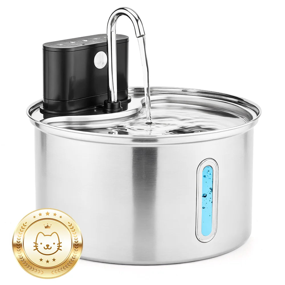 Cityflee Stainless Steel Cat Water Fountain With Smart Dispenser