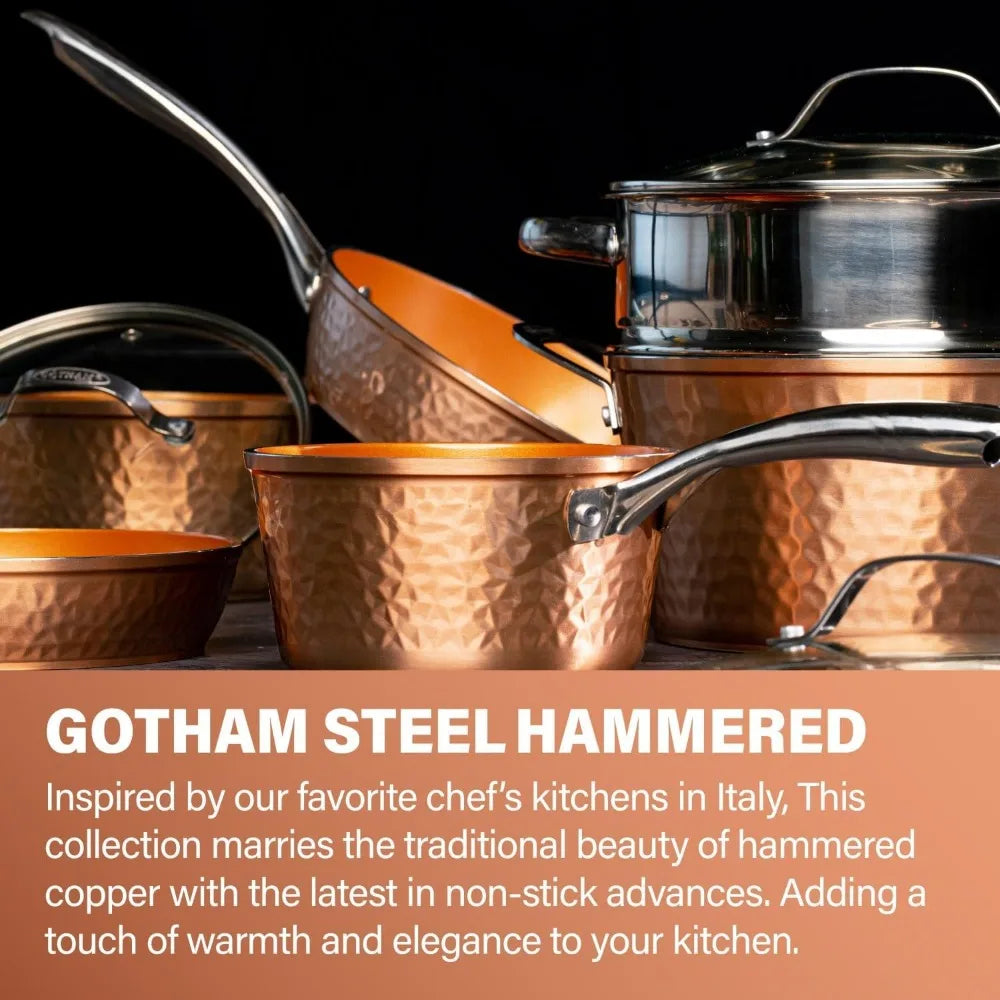 Gotham Steel Hammered Ceramic Nonstick Cookware Set