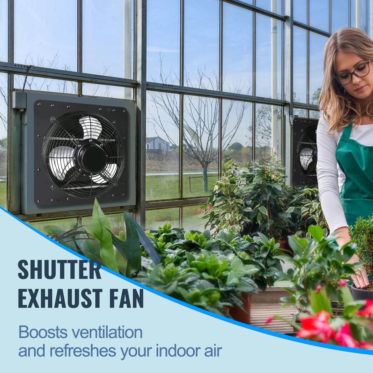 SucceBuy Shutter Exhaust Fan AC/ EC-motor 10-Speed Adjustable Wall Mount Attic Ventilation and Cooling for Greenhouses Garages