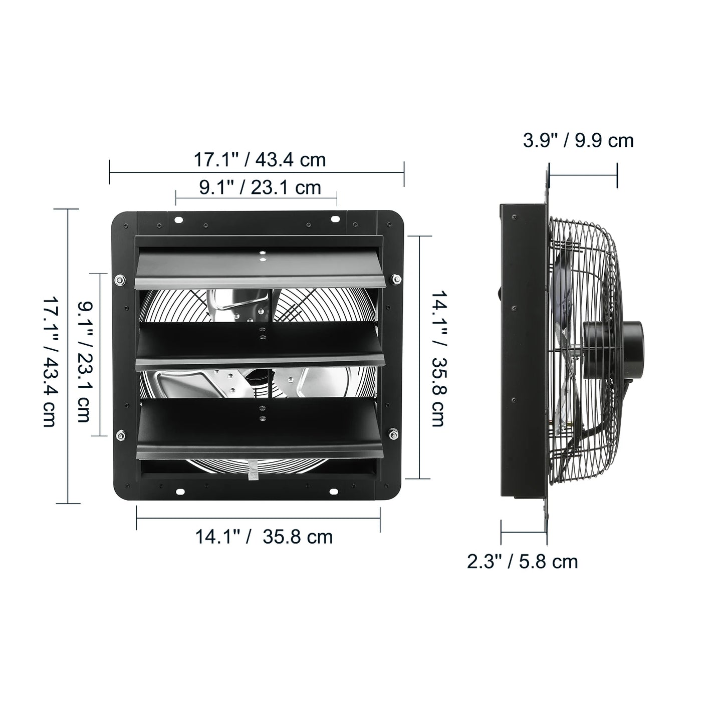 SucceBuy Shutter Exhaust Fan AC/ EC-motor 10-Speed Adjustable Wall Mount Attic Ventilation and Cooling for Greenhouses Garages