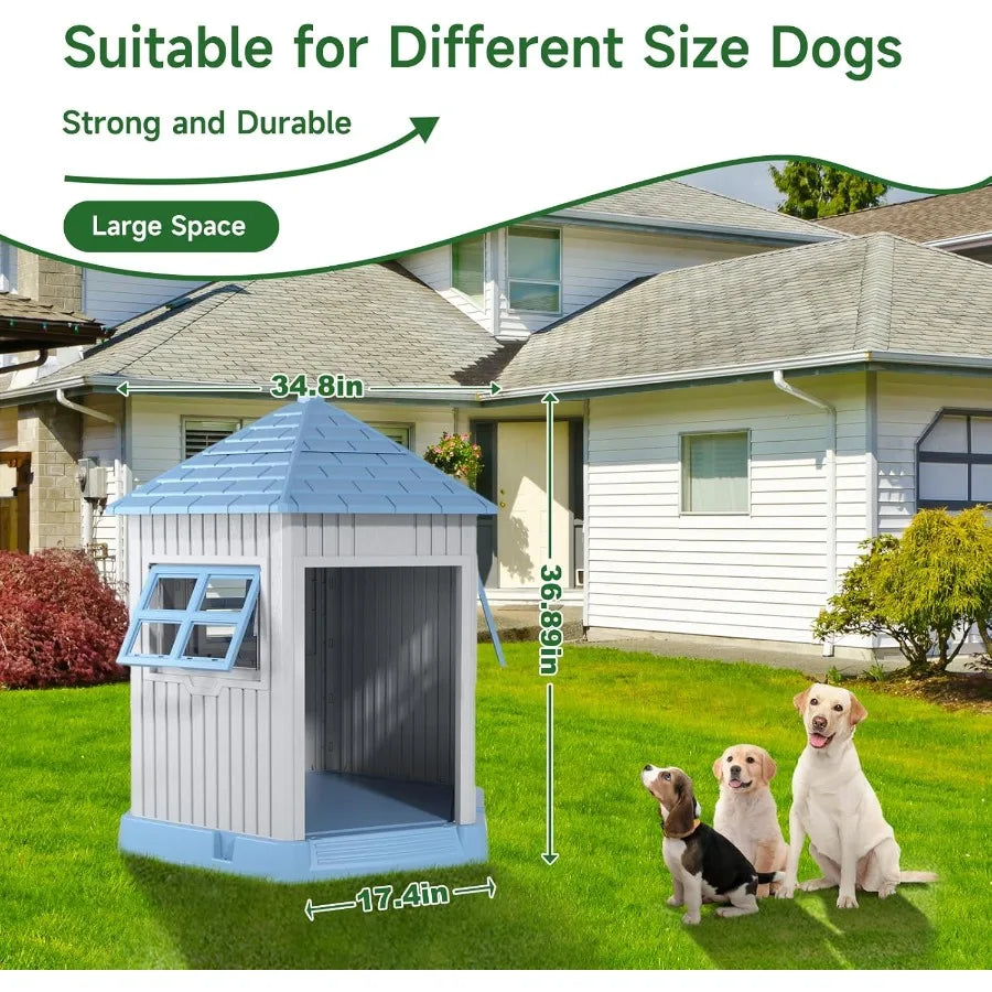 XMSJ Outdoor Resin Dog Kennel Shelter with Air Vents Waterproof