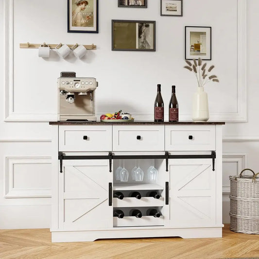 Wine Bar Cabinet With Sliding Doors And Glass Rack