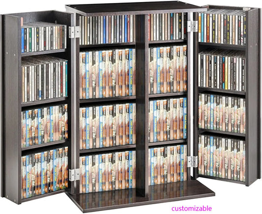 Media Storage Cabinet, DVD Cabinet with Doors and Shelves, CD Storage, Adjustable DVD Shelf, Protects & Organizes Music