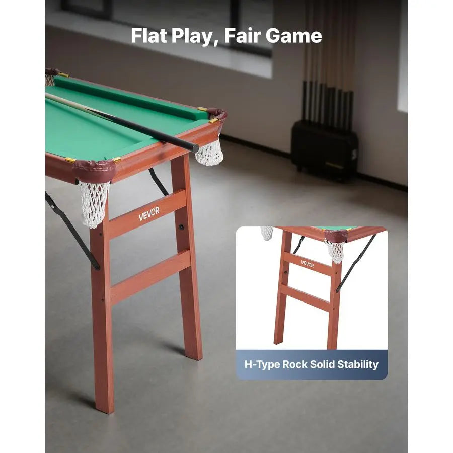 Folding Pool Table,Portable Billiards Tables, Foldable SpaceSaving Entertainment Game Set Includes Ball, Cue, Rack, Chalk, Brush