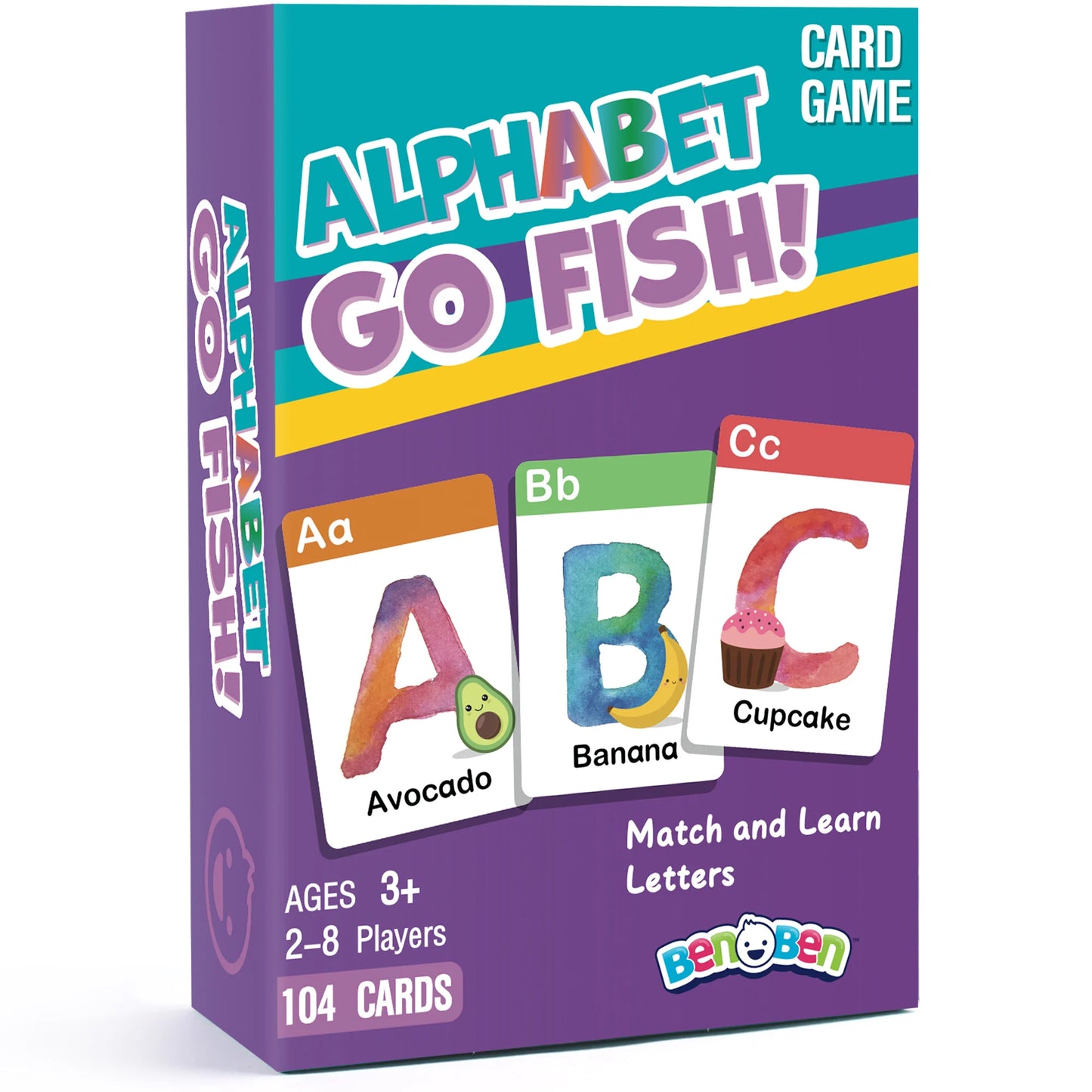 BenBen Alphabet Go Fish Card Game for Kids 104 Cards