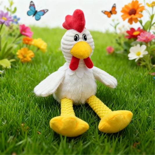 Chicken Dog Toys Rooster Squeak Plush Indestructible Dog Toy