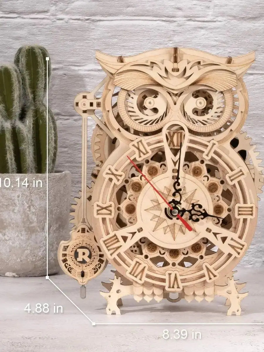 Robotime Rokr 3D Puzzle Owl Clock Model Kit for Adults