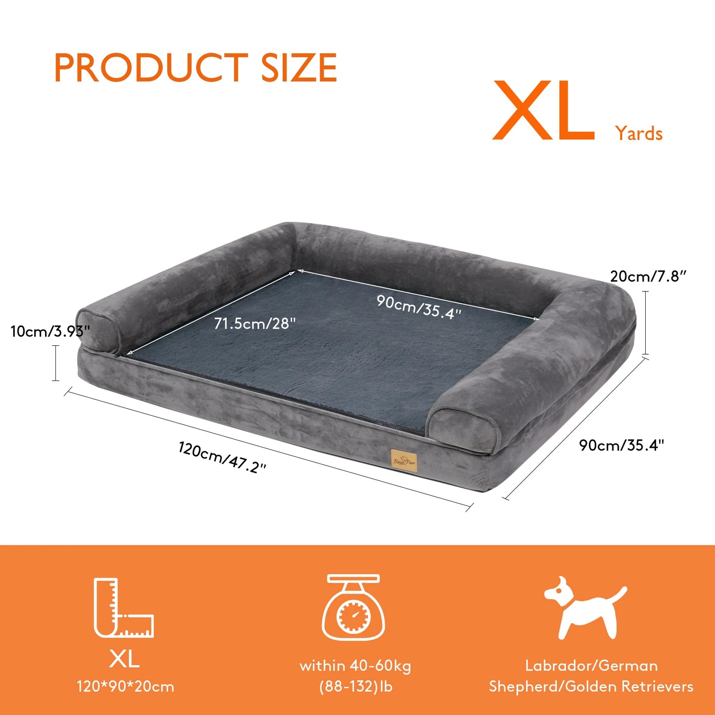 Bingopaw Orthopedic Dog Bed For Large Dogs With Removable Washable Cover And Plush Support