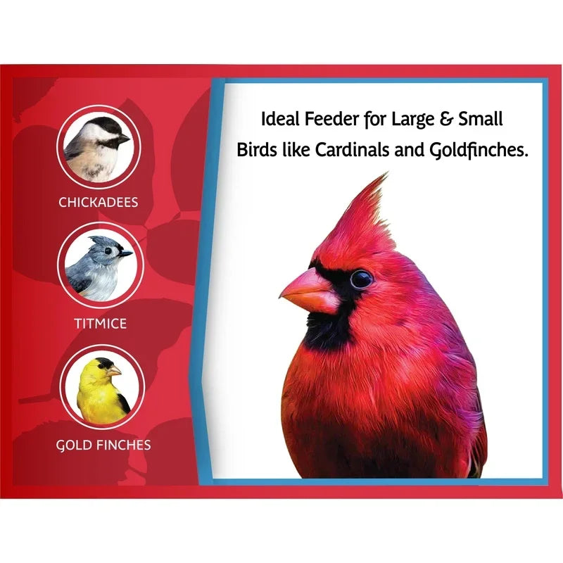 Red Cedar Hopper Bird Feeder 3lb Capacity Weatherproof Squirrel Proof Attracts Cardinals Chickadees Goldfinches Handcrafted