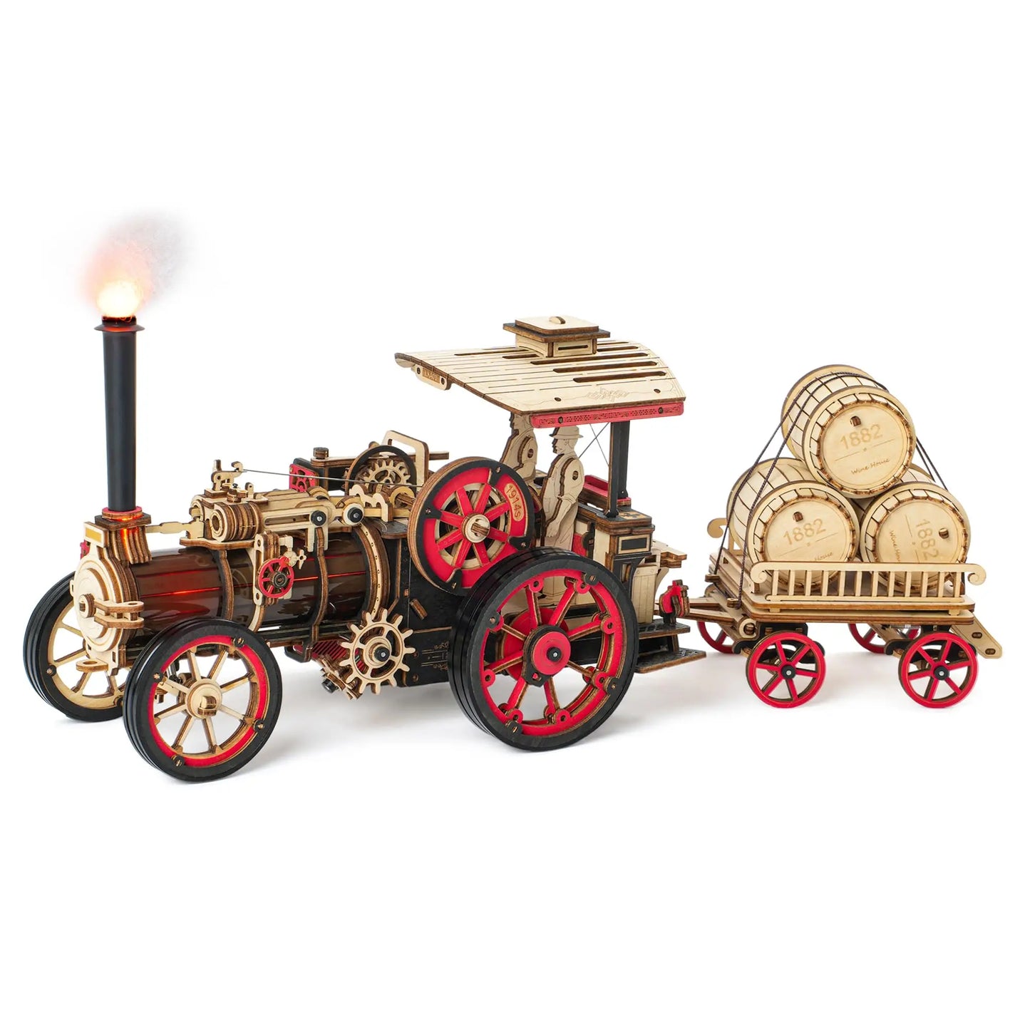 Robotime Rokr 1 28 Scale Wooden Steam Locomotive Car Model Kit Puzzle